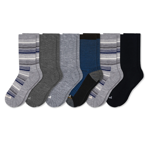 6 Pack - Men's Light-Weight Crew Pacas Socks