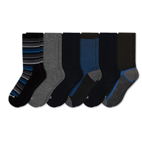 6 Pack - Men's Light-Weight Crew Pacas Socks