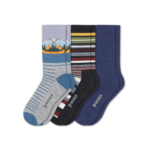 3 Pack - Men's Light-Weight Crew Pacas Socks
