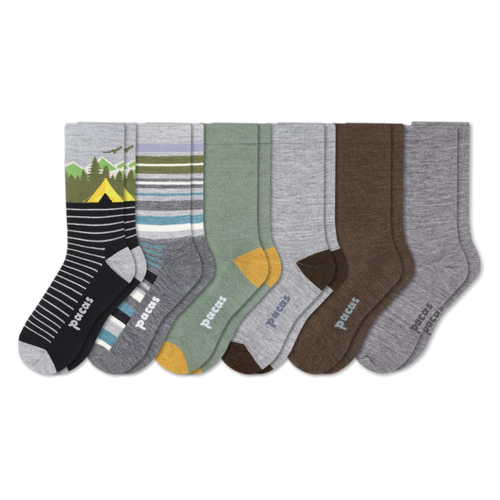 6 Pack - Men's Light-Weight Crew Pacas Socks