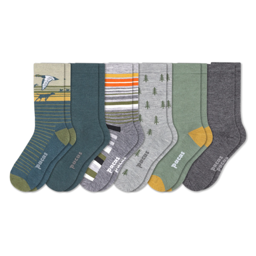 6 Pack - Men's Light-Weight Crew Pacas Socks