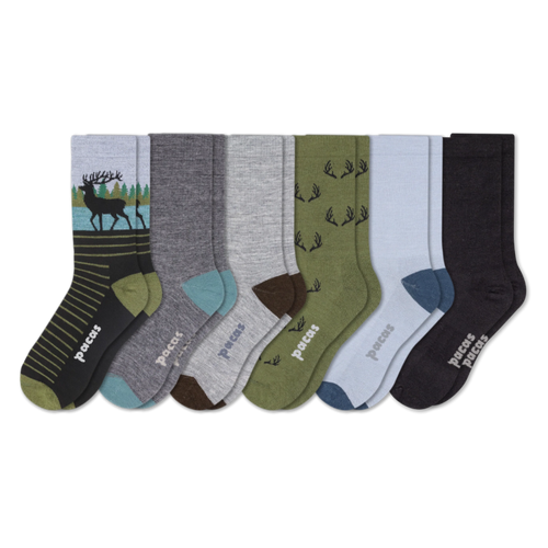 6 Pack - Men's Light-Weight Crew Pacas Socks