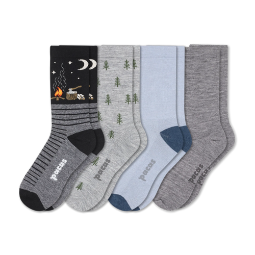 4 Pack - Men's Light-Weight Crew Pacas Socks