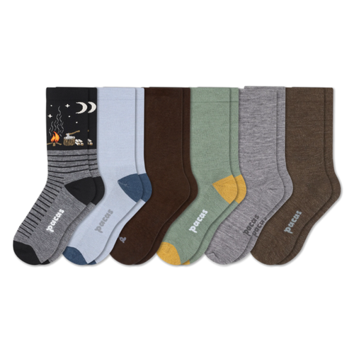 6 Pack - Men's Light-Weight Crew Pacas Socks