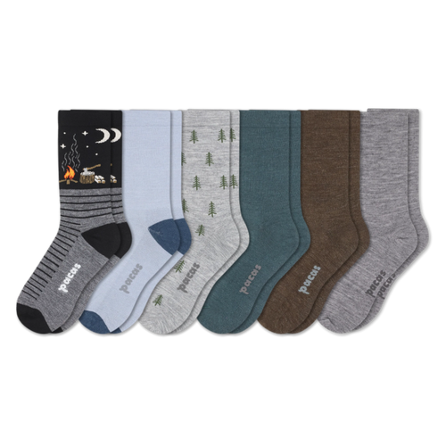 6 Pack - Men's Light-Weight Crew Pacas Socks