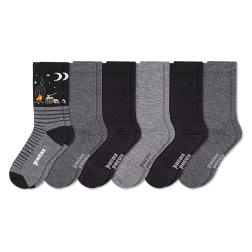 6 Pack - Men's Light-Weight Crew Pacas Socks