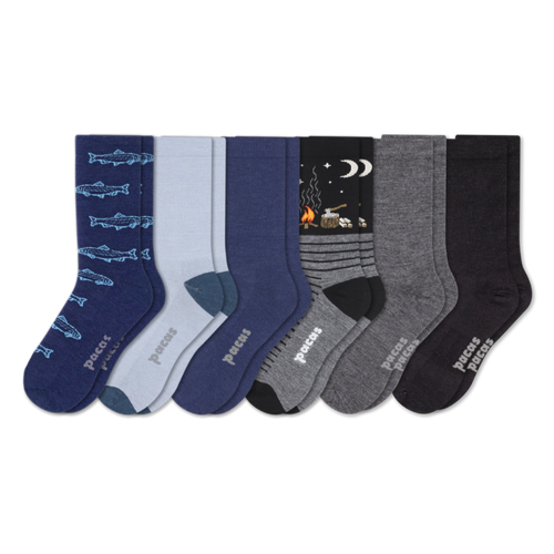 6 Pack - Men's Light-Weight Crew Pacas Socks
