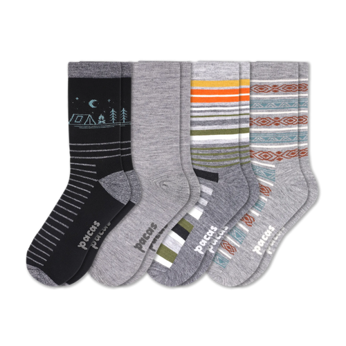 4 Pack - Men's Light-Weight Crew Pacas Socks