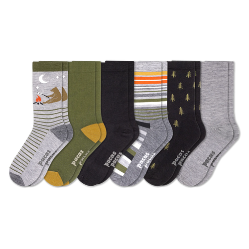 6 Pack - Men's Light-Weight Crew Pacas Socks