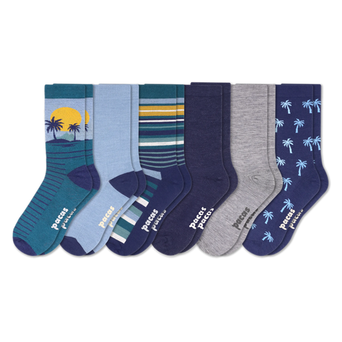 6 Pack - Men's Light-Weight Crew Pacas Socks