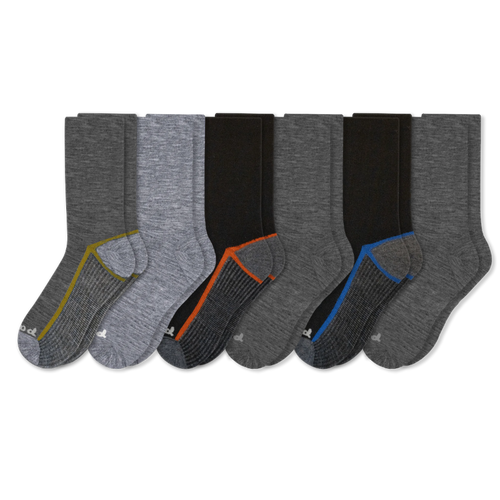 6 Pack - Men's Light-Weight Crew Pacas Socks