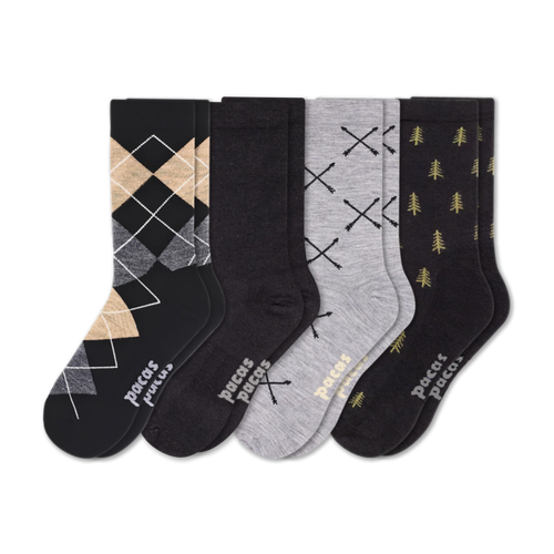 4 Pack - Men's Light-Weight Crew Pacas Socks