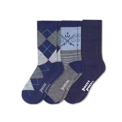 3 Pack - Men's Light-Weight Crew Pacas Socks