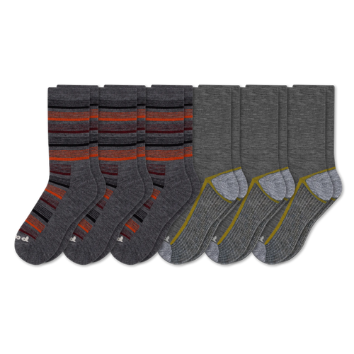 6 Pack - Men's Light-Weight Crew Pacas Socks