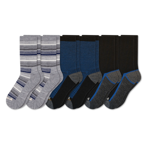 6 Pack - Men's Light-Weight Crew Pacas Socks