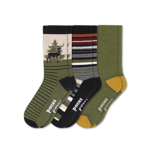 3 Pack - Men's Light-Weight Crew Pacas Socks