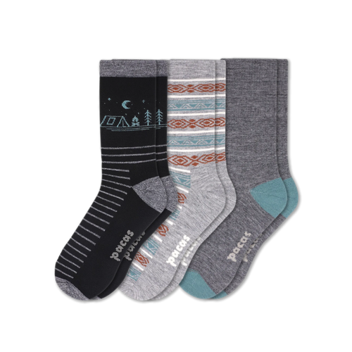 3 Pack - Men's Light-Weight Crew Pacas Socks