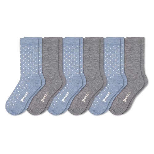 6 Pack - Women's Light-Weight Crew Pacas Socks