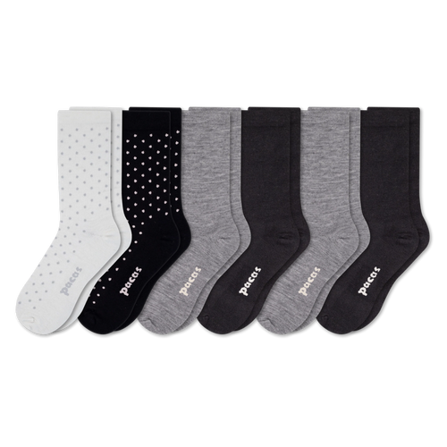 6 Pack - Women's Light-Weight Crew Pacas Socks