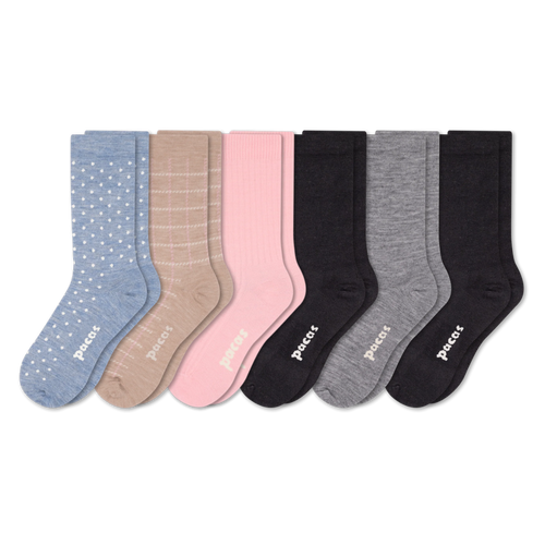 6 Pack - Women's Light-Weight Crew Pacas Socks