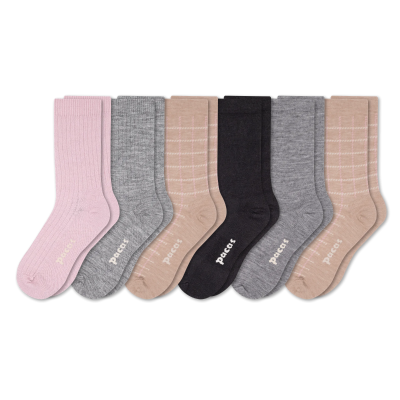 6 Pack - Women's Light-Weight Crew Pacas Socks