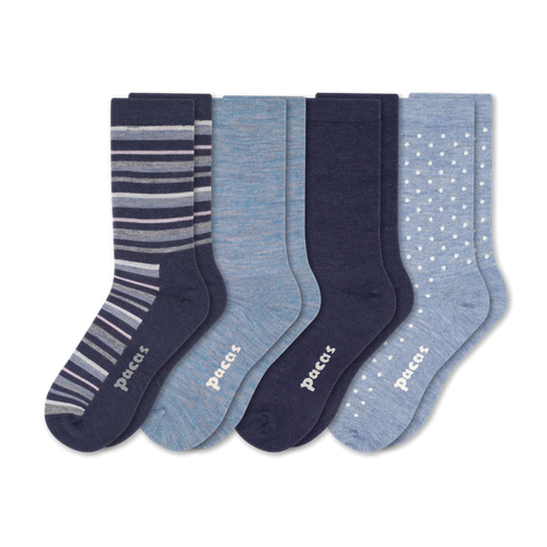 4 Pack - Women's Light-Weight Crew Pacas Socks