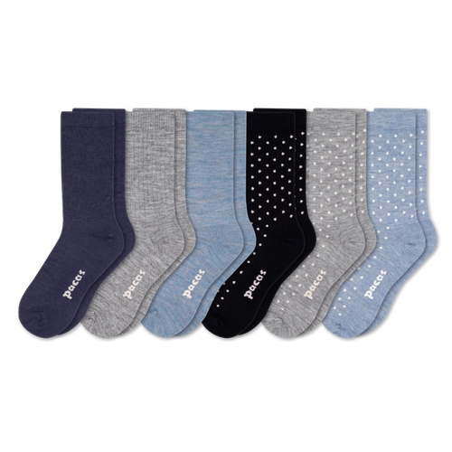 6 Pack - Women's Light-Weight Crew Pacas Socks