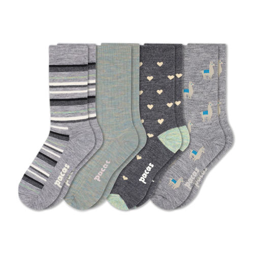 4 Pack - Women's Light-Weight Crew Pacas Socks
