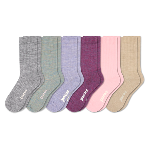 6 Pack - Women's Light-Weight Crew Pacas Socks