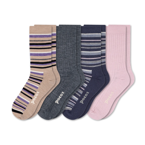 4 Pack - Women's Light-Weight Crew Pacas Socks