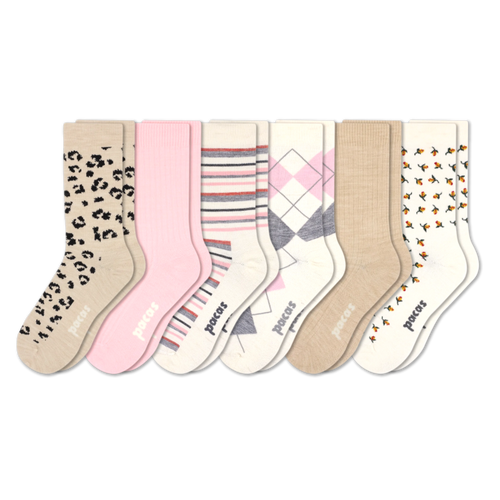 6 Pack - Women's Light-Weight Crew Pacas Socks