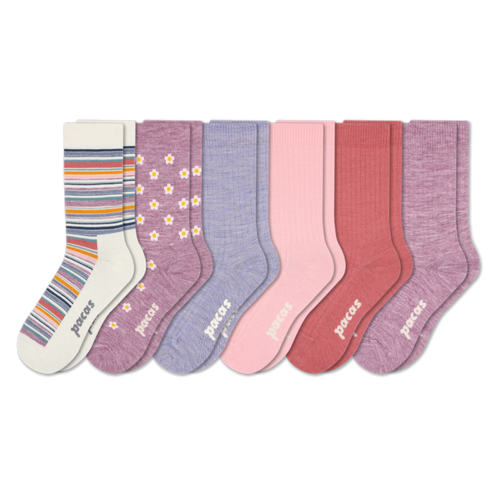 6 Pack - Women's Light-Weight Crew Pacas Socks
