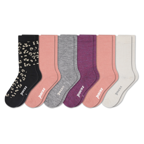 6 Pack - Women's Light-Weight Crew Pacas Socks