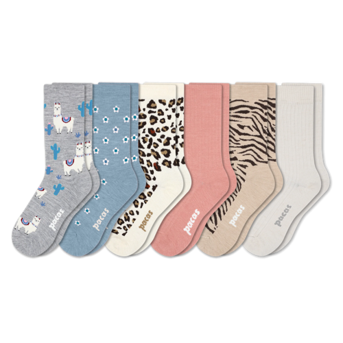 6 Pack - Women's Light-Weight Crew Pacas Socks