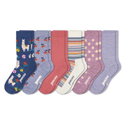 6 Pack - Women's Light-Weight Crew Pacas Socks