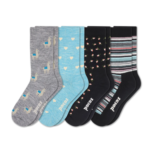 4 Pack - Women's Light-Weight Crew Pacas Socks