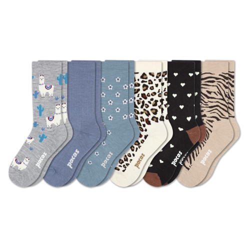 6 Pack - Women's Light-Weight Crew Pacas Socks