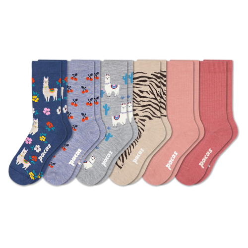 6 Pack - Women's Light-Weight Crew Pacas Socks